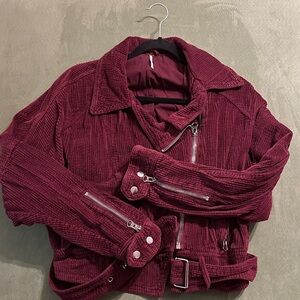 Free People Burgundy Leather Jacket